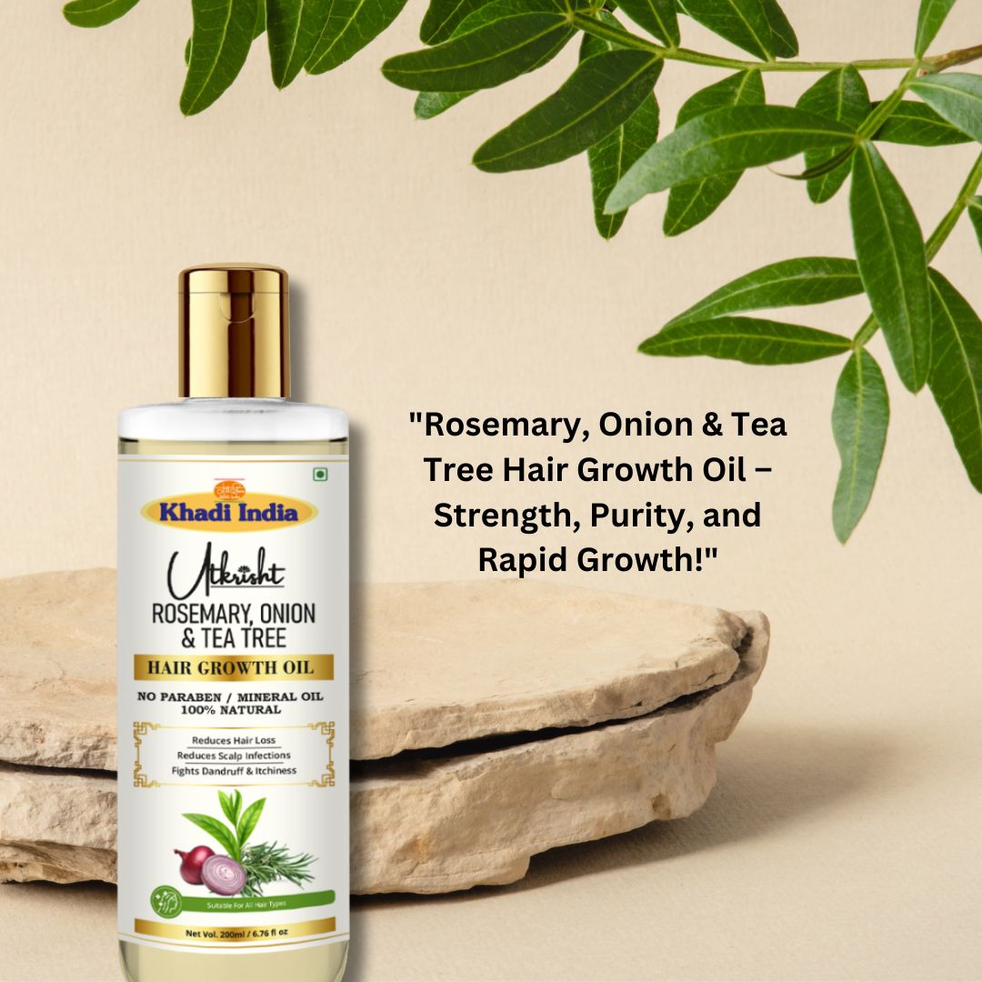 Utkrisht Khadi Pure Rosemary & Onion Hair Oil | Dual-Action Power for Hair Growth, Hair Fall Control & Scalp Nourishment