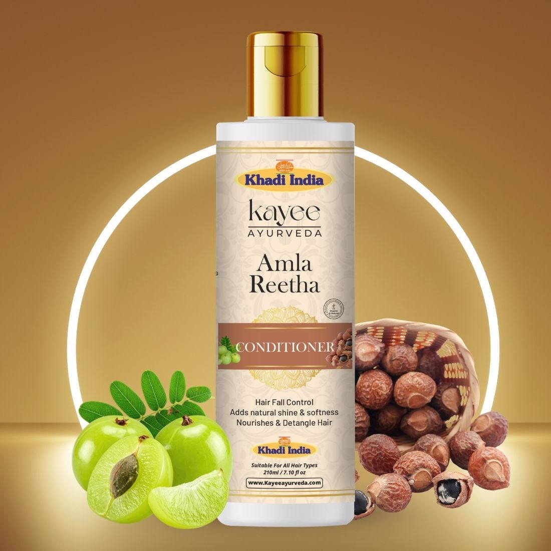 Kayee Ayurveda Amla Reetha Hair Conditioner for Men & Women | Herbal Conditioner for Dry, Dull & Frizzy Hair | Helps Condition Hair, Improve Manageability, Reduce Roughness & Maintain Soft, Smooth & Healthy-Looking Hair | 210 ml