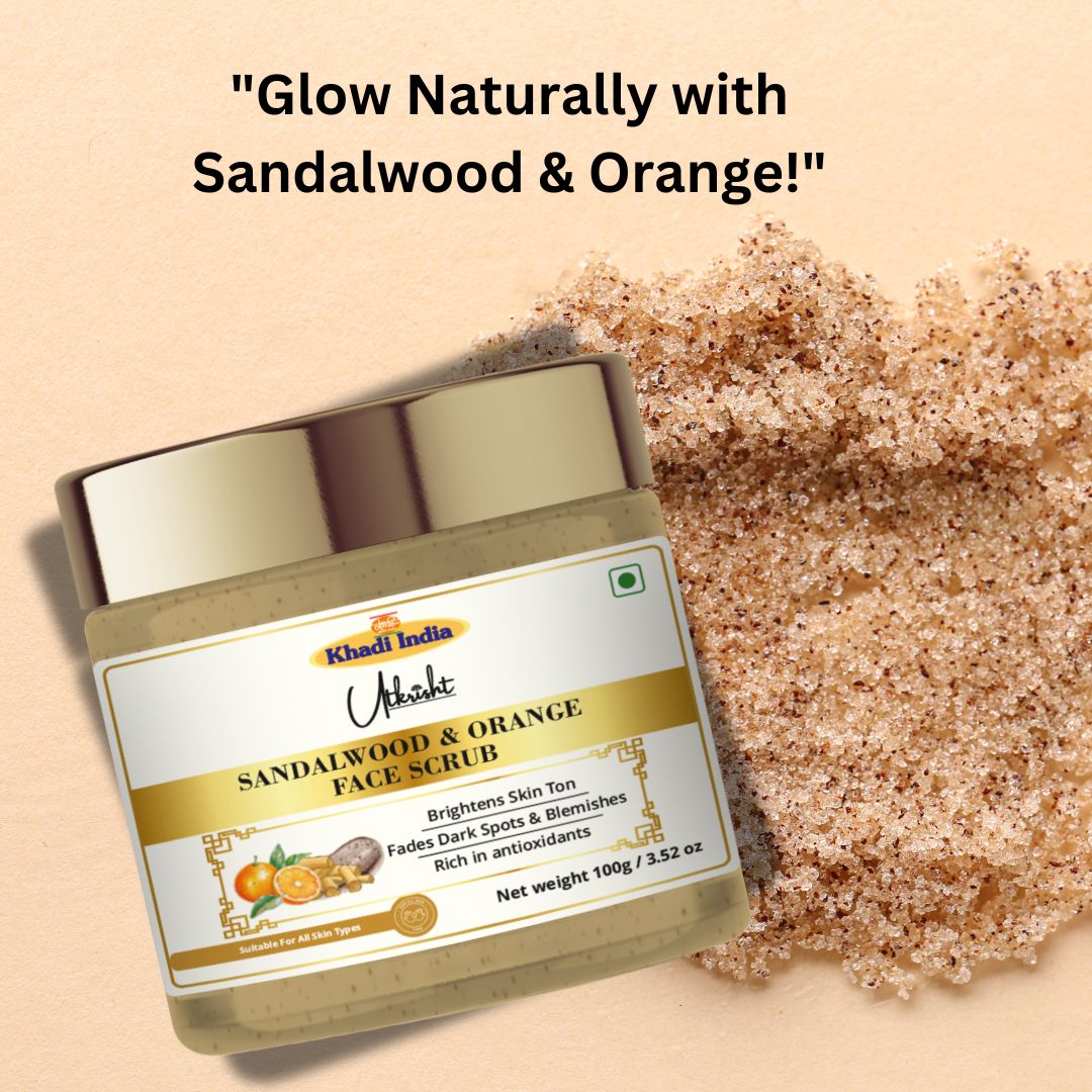 Khadi Sandal Face Scrub | Natural Sandalwood (Chandan) Exfoliating Scrub | Helps Remove Dead Skin, Dirt & Surface Impurities |  100 gm