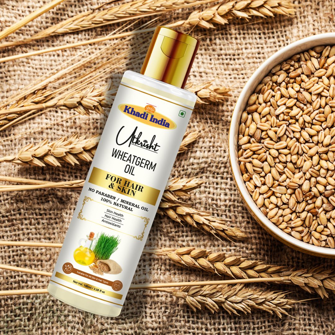 Utkrisht Khadi Pure Wheatgerm Hair Oil | Deep Nourishment for Dry & Damaged Hair, Strengthening & Hair Fall Control