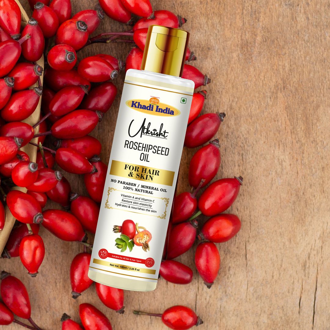 Utkrisht Khadi Pure Rosehip Oil | For Skin & Hair | Anti-Aging, Scar & Pigmentation Repair Oil