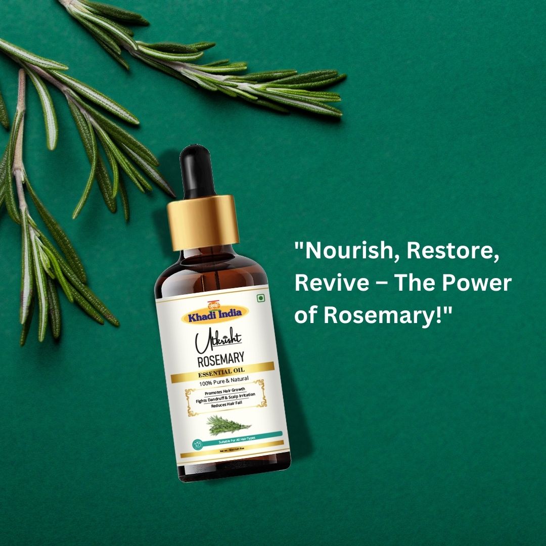 Khadi Rosemary Essential Oil | Pure & Natural Rosemary Oil for Hair & Scalp Care | Herbal Essential Oil for Hair Fall & Dandruff Care | Scalp Nourishing & Aromatherapy Oil | 15 gm