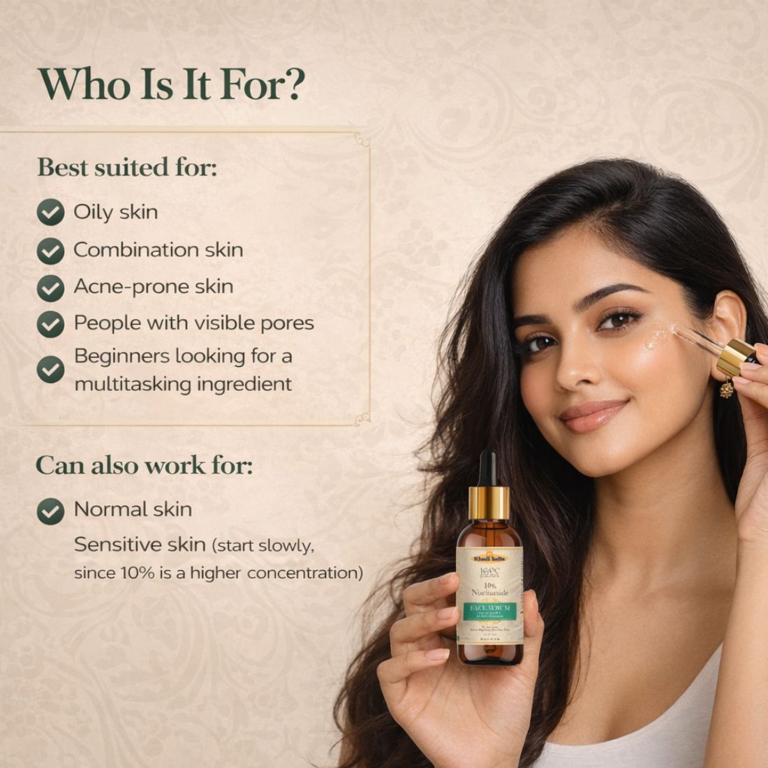 Kayee Ayurveda 10% Niacinamide Face Serum for Oily & Combination Skin | Helps Control Excess Oil, Minimize the Appearance of Pores, Improve Uneven Skin Tone & Skin Texture | Lightweight Facial Serum for Women & Men | 30 ml