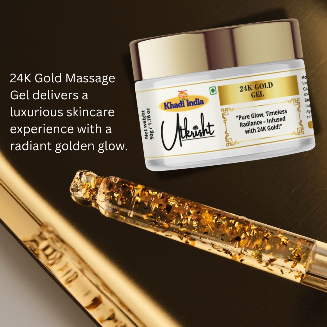 Khadi 24K Gold Face Gel for Glowing & Brightening Skin | Hydrating Gel for Dull & Tired-Looking Skin | Lightweight, Non-Sticky & Non-Greasy Face Moisturizer | For Men & Women | 50 gm