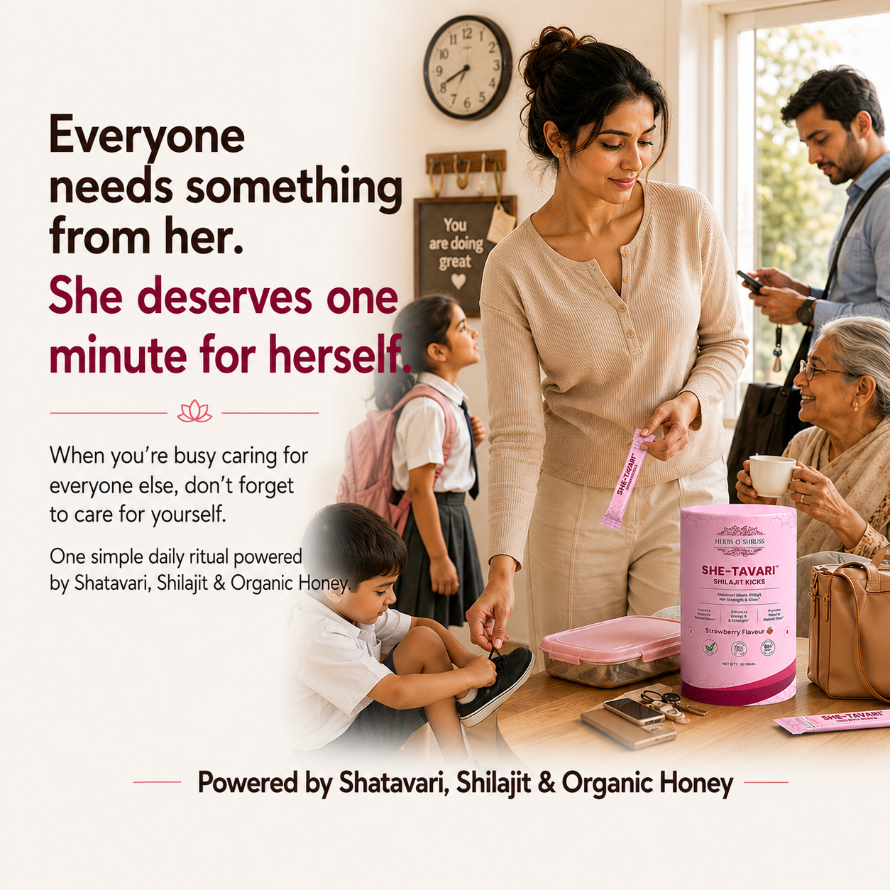 Herbs O' Shrubs She-Tavari Shilajit Kicks | Ayurvedic Women Wellness Supplement with Shatavari, Shilajit, Saffron, Honey & Strawberry | Supports Hormonal Balance, Energy, Mood & Vitality, 30 Sticks