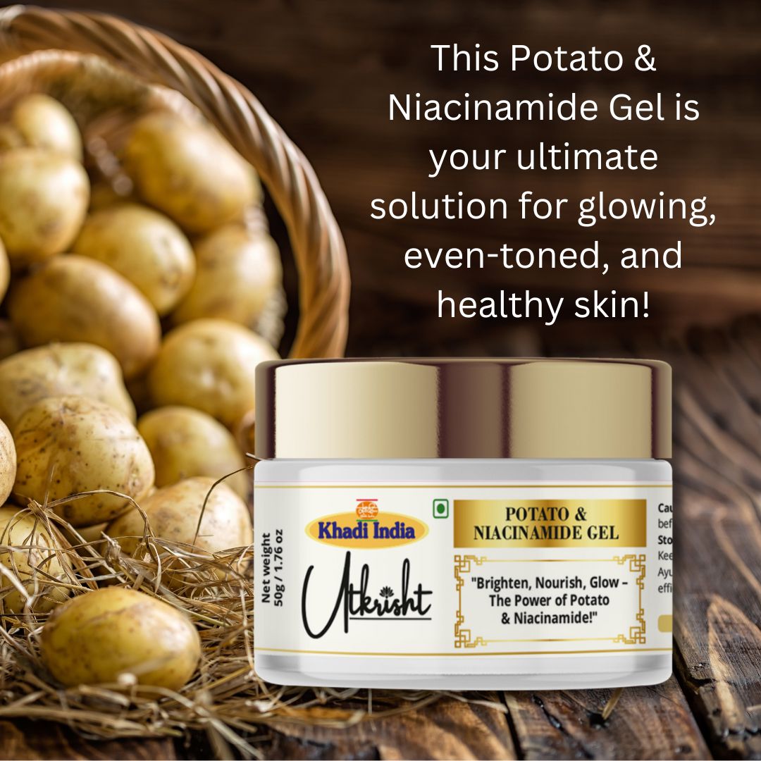 Khadi Potato & Niacinamide Face Gel for Dark Spots & Uneven Skin Tone | Skin Brightening & Oil Control Gel | Hydrating, Lightweight & Non-Sticky Face Moisturizer | For Men & Women | 50 gm