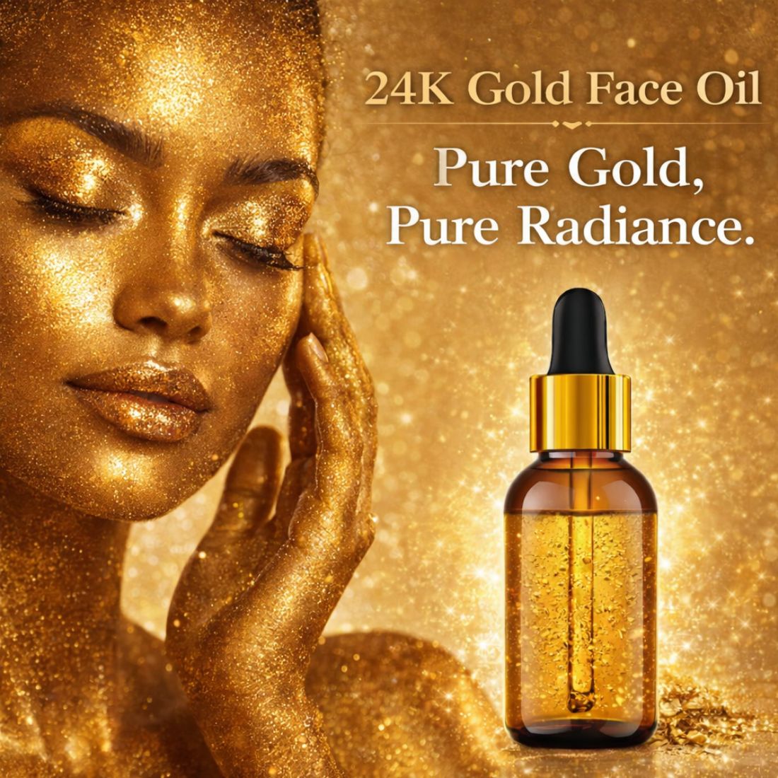 Kayee Ayurveda 24K Gold Night Facial Oil, Luxury-Inspired Overnight Skincare Oil for Face, Helps Moisturize Skin and Improve the Appearance of Dullness & Uneven Tone, Daily Night Care for Women & Men | 15 ml