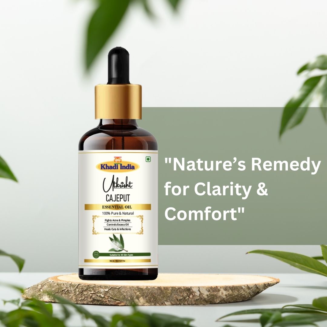 Khadi Cajeput Essential Oil | Pure & Natural Cajeput Oil for Body Massage & Aromatherapy | Refreshing Herbal Essential Oil for Respiratory Wellness & Muscle Care | 15 ml