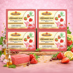 Bhudevam Naturals Khadi Strawberry Handmade Bath Soap for Soft, Smooth & Radiant Skin- 500GM (Pack of 4)