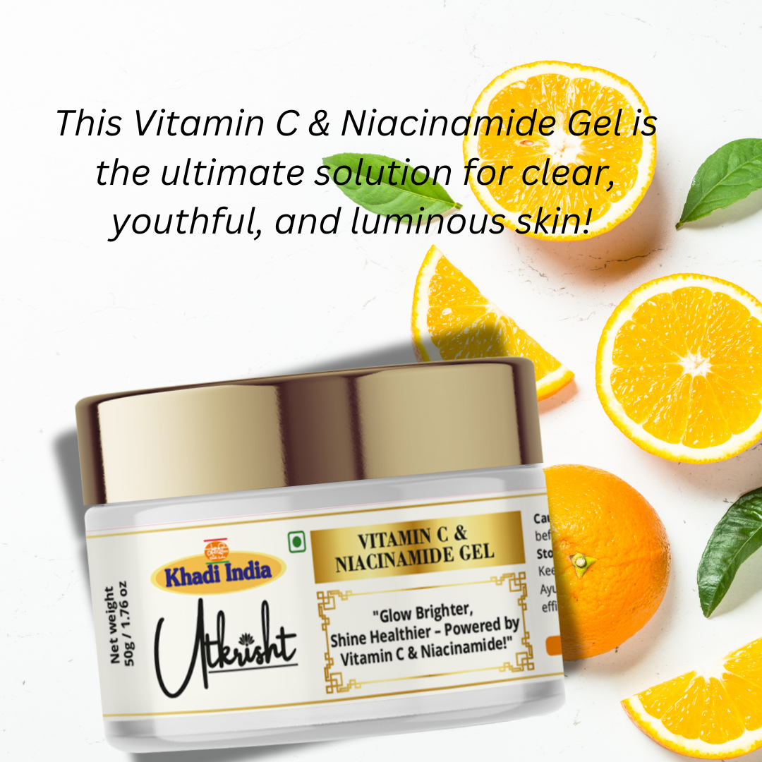 Khadi Vitamin C Face Gel for Brightening & Glowing Skin | Hydrating Gel for Dark Spot & Dull Skin Care | Lightweight, Non-Sticky & Non-Greasy Face Moisturizer | For Men & Women | 50 gm