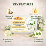 Bhudevam Naturals Khadi Jasmine Bath Soap for Moisturizing, Skin Nourishment & Long Lasting Fragrance - 500GM (Pack of 4)