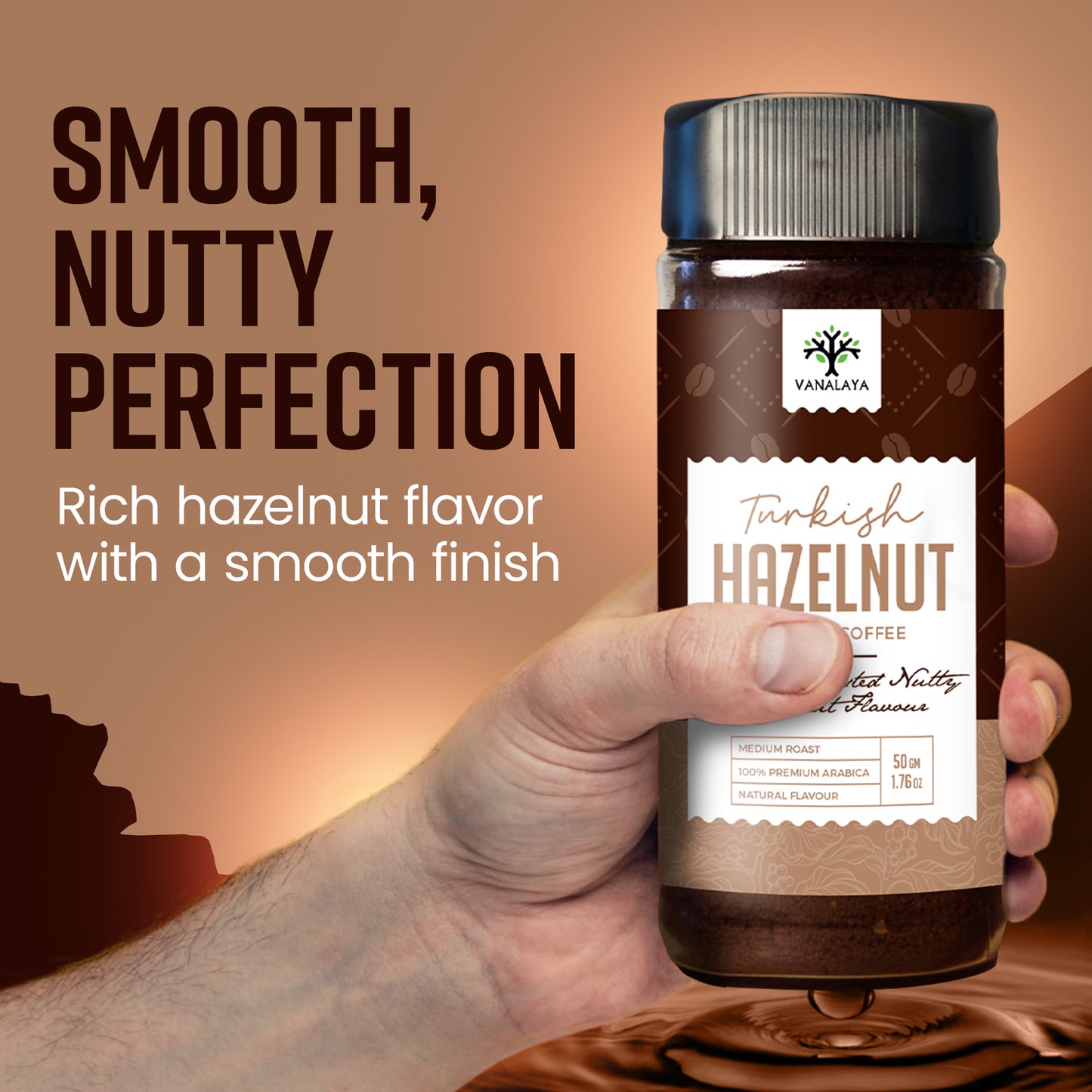 Vanalaya Turkish Hazelnut Flavoured Instant Coffee Rich Smooth Taste