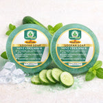 Bhudevam Naturals Khadi Mint Cucumber Loofah Soap – Natural Exfoliating Bath Soap for Cool & Refreshing Skin - 250GM (Pack of 2)