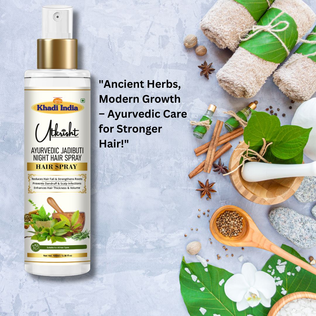 Utkrisht Khadi Pure Jadibooti Hair Spray | Ayurvedic Scalp Tonic for Hair Growth & Hair Fall Control