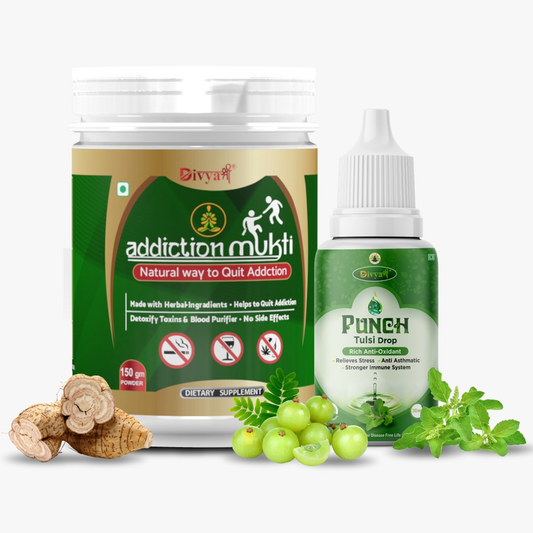 Divya Shree Addiction Mukti & Punch Tulsi Drop Kit - Natural Remedy for Alcohol & Smoking De Addiction