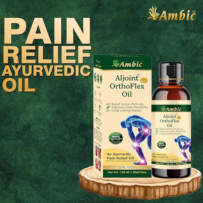 Ambic Aljoint Pain Relief Tablets & Oil  - I Ayurvedic Pain Relief Kit For Joint Pain, Muscular Pain - 60 Tablets with oil 150ml
