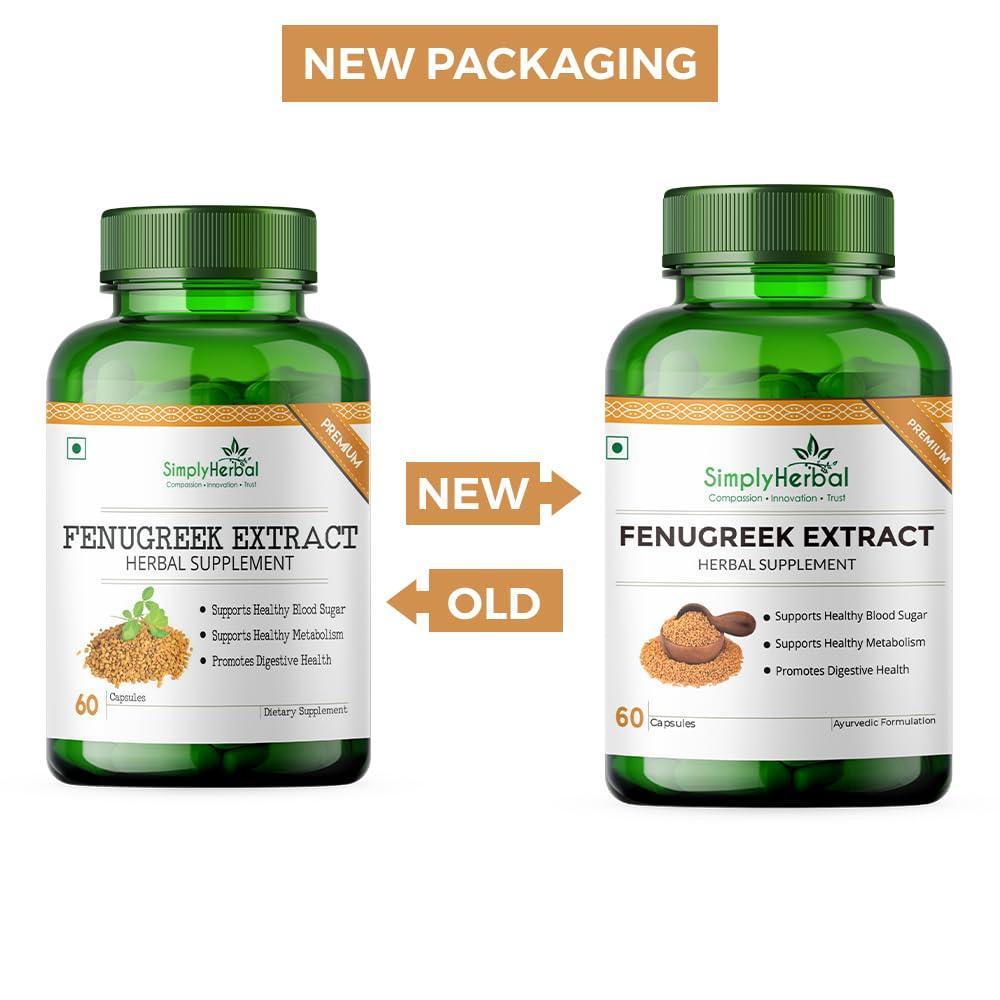 Simply Herbal Fenugreek Extract Vegetarian Capsules - 60 Veg Capsules