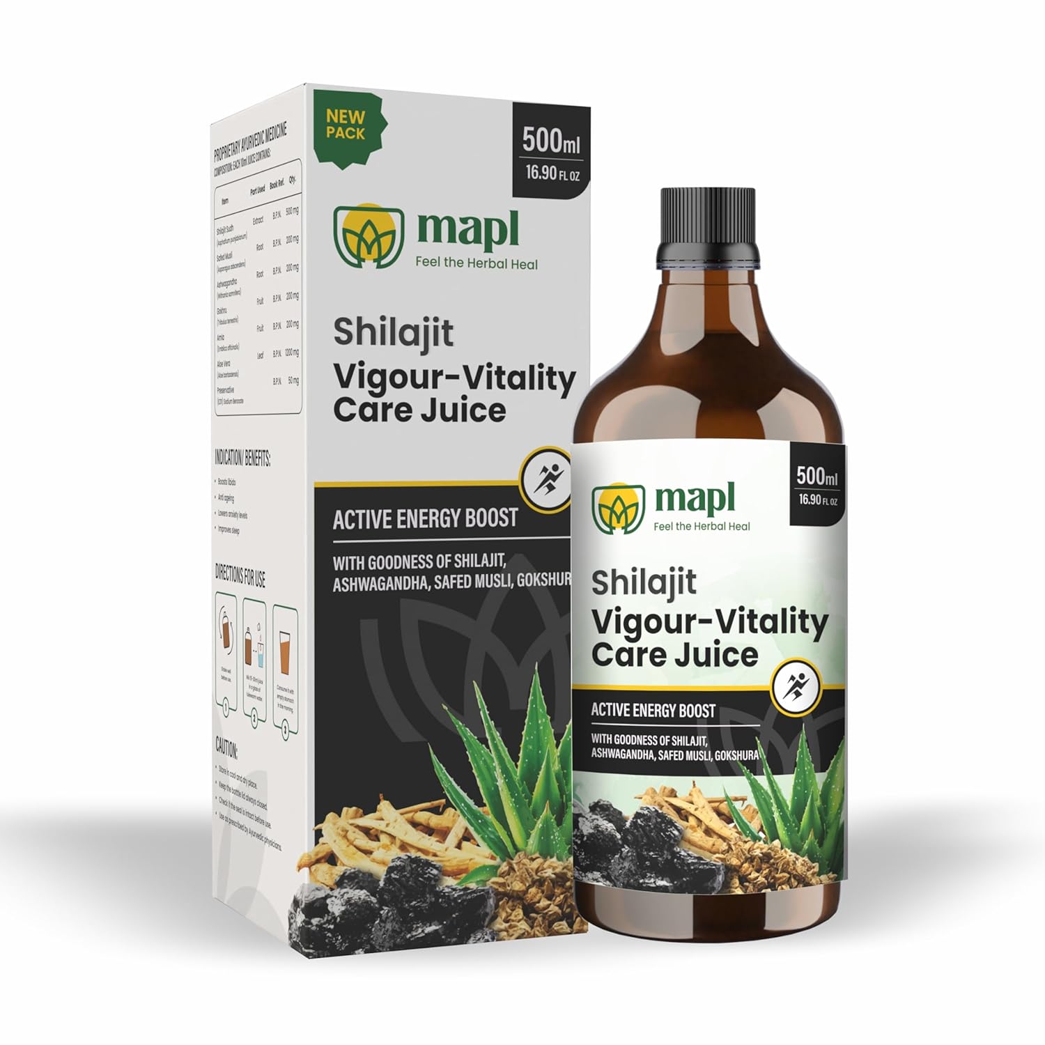 MAPL Shilajit Mens Care Juice 500ml | Ashwagandha, Safed Musli & Gokshura | Strength, Stamina & Vitality Support | Energy Booster