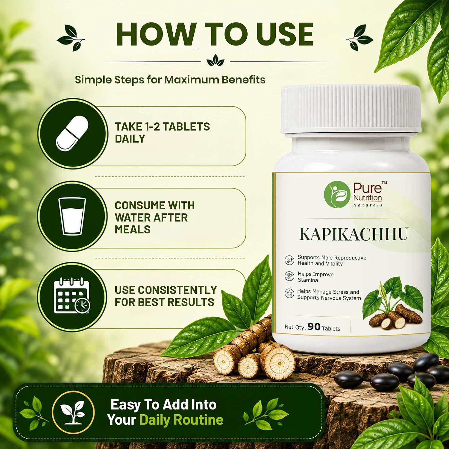 Pure Nutrition Kapikachhu Tablets (250mg | 90 Tablets)