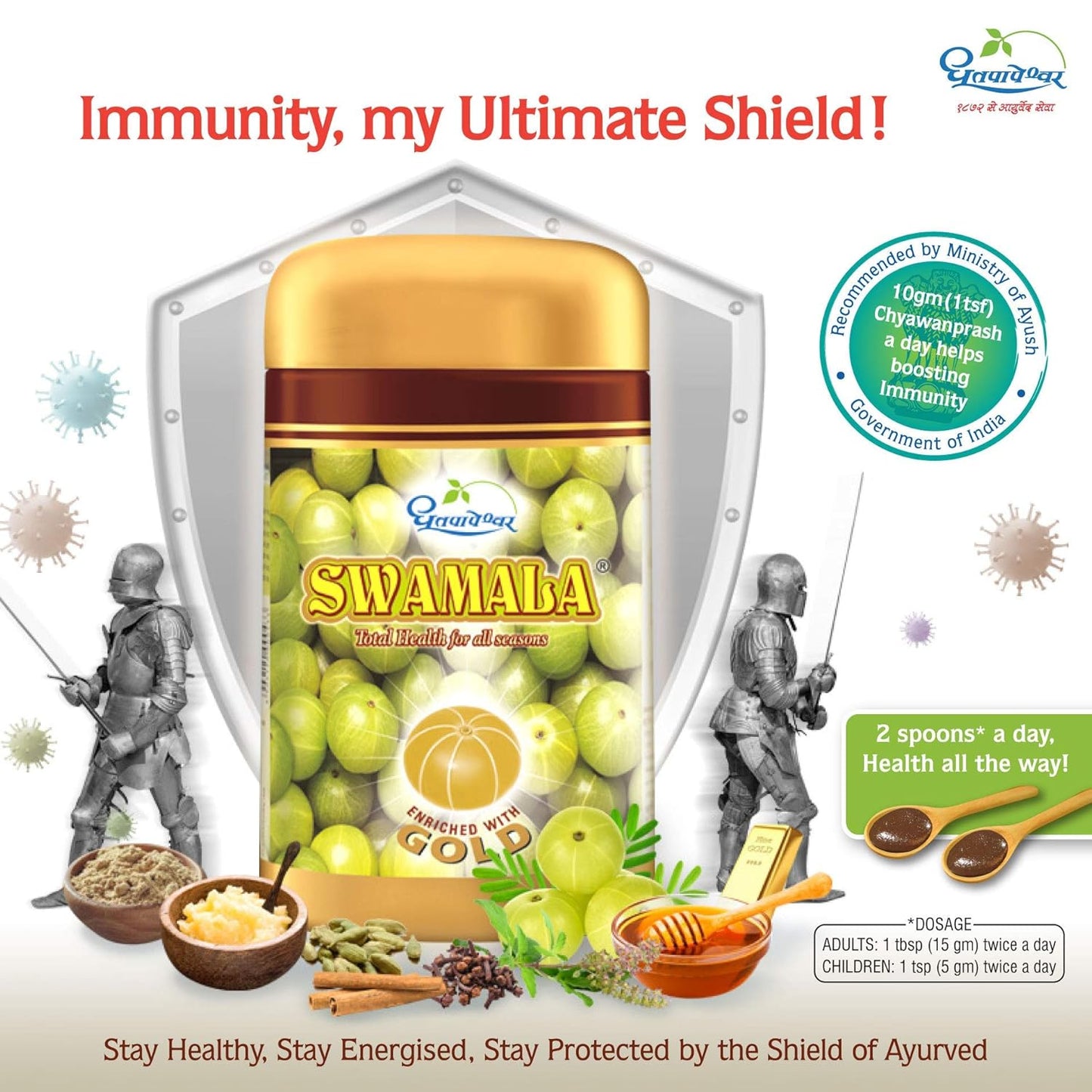 Dhootapapeshwar Swamala Compound Chyavanprash Enriched with Gold & Silver