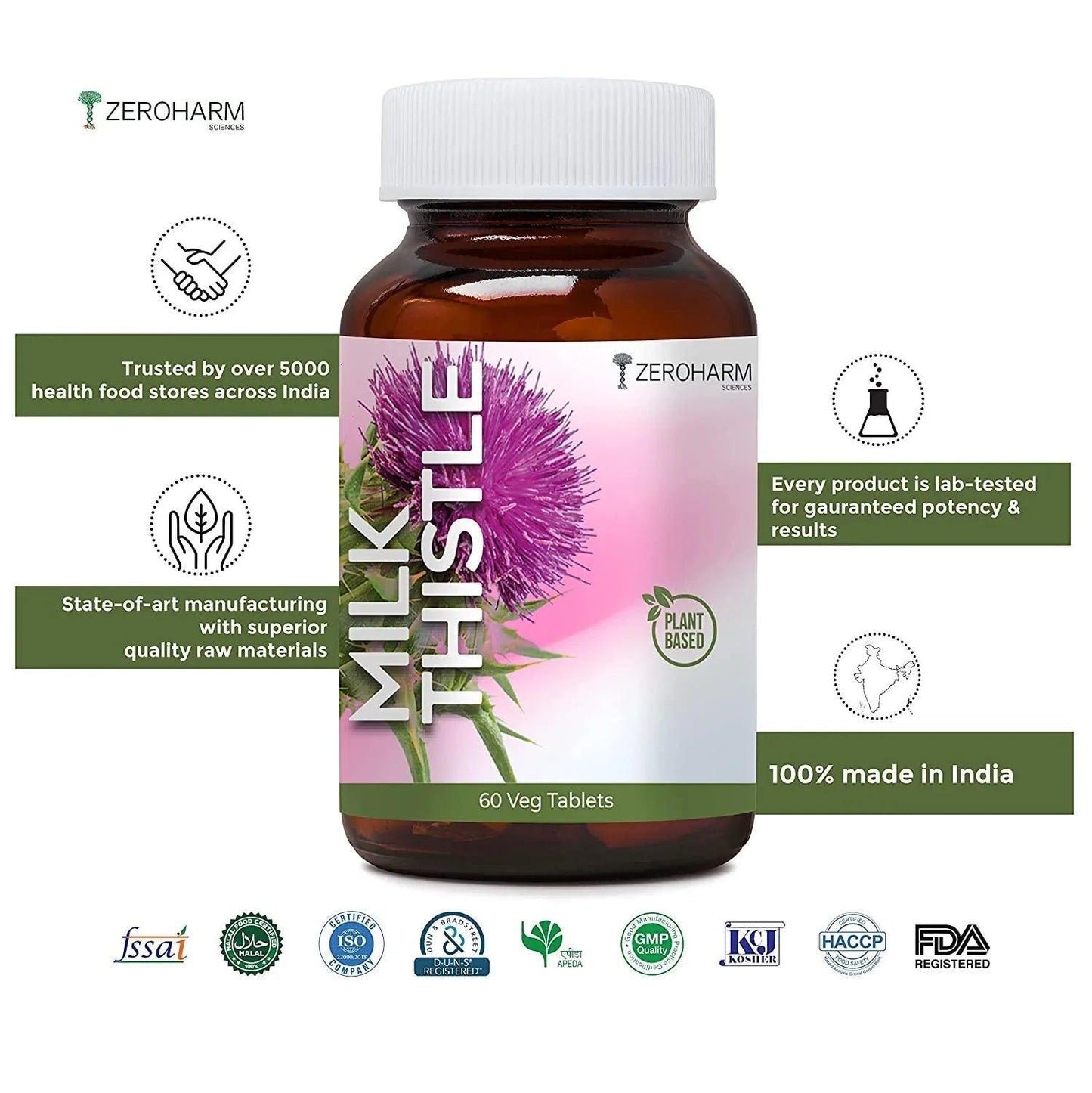 Zeroharm Sciences Plant Based Milk Thistle Veg Tablet