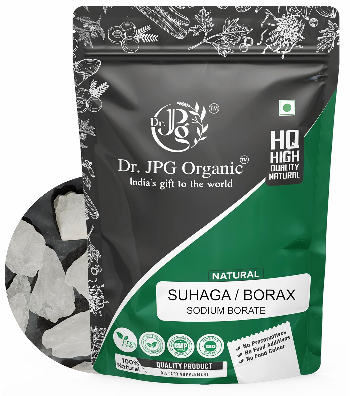 DR. JPG ORGANIC FOODS & HERBALS Pure Suhaga / Tankan Whole (100g)