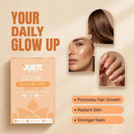 JUSTT ESSENTIALS Glow Biotin Oral Strips for Healthy Hair, Radiant Skin & Strong Nails | Pack of 1, 30 Days Pack | 10,000 mcg Sesbania Extract | Strawberry Pop Flavour | Sugar-Free Fast Dissolving Vegan Strips