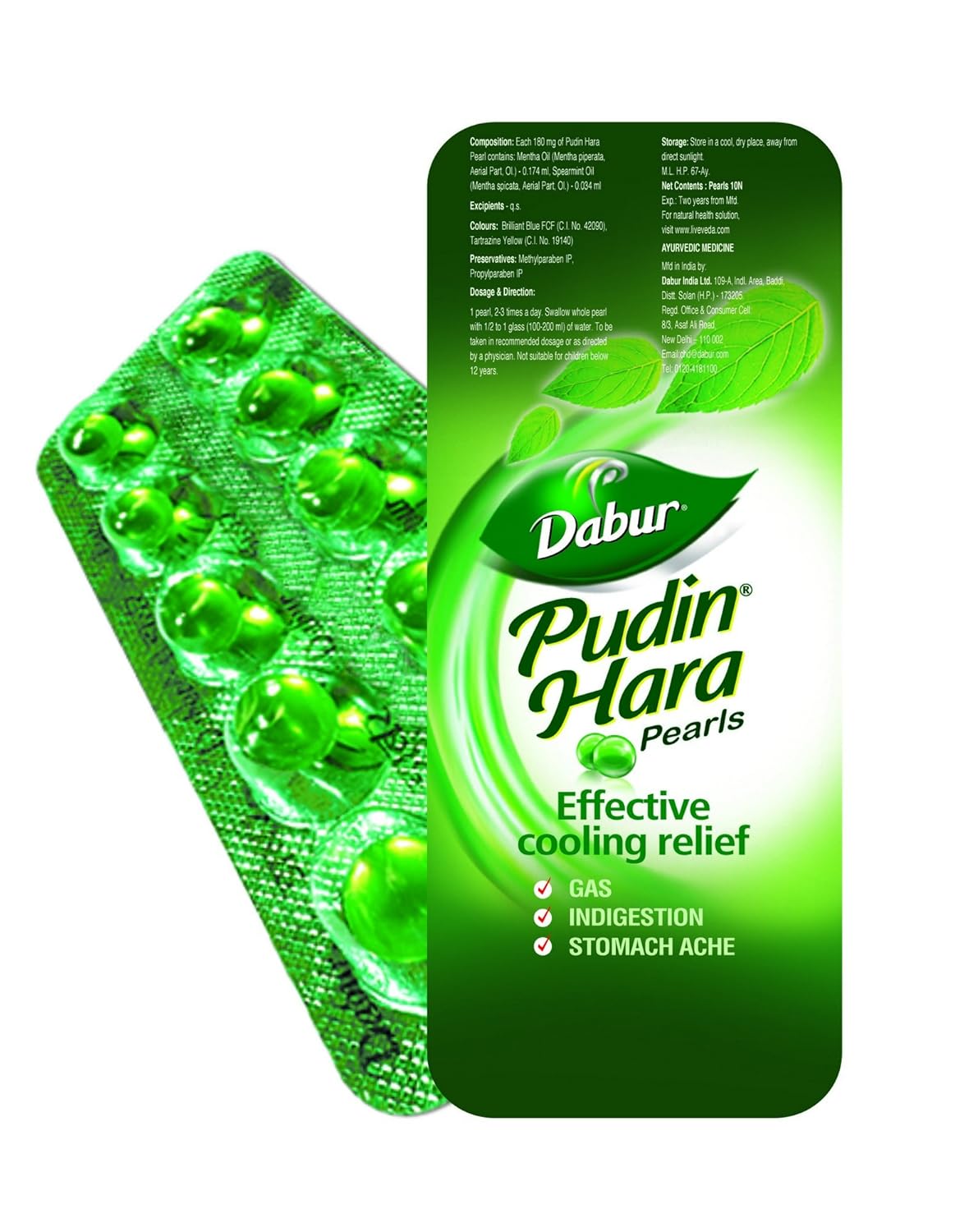 Dabur Pudin Hara Pearls (10 Each) | Helps Relieve Gas, Indigestion & Stomachache