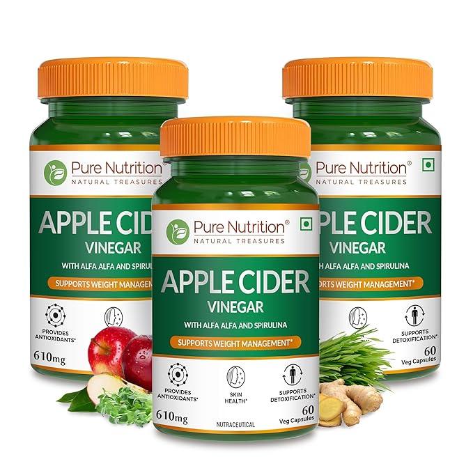 Pure Nutrition Apple Cider Vinegar 610mg Veg Capsule - 60 Capsules