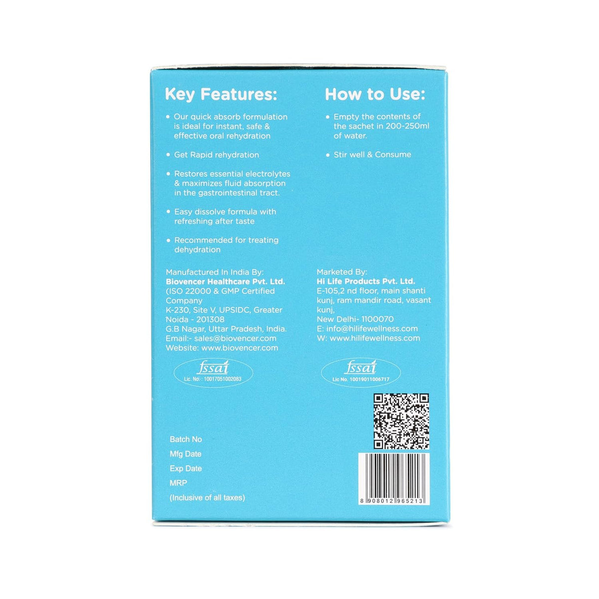 Hi Life Hydra Smart ORS | Advanced Electrolyte & Rapid Rehydration Formula (Pack of 12 Sachets)