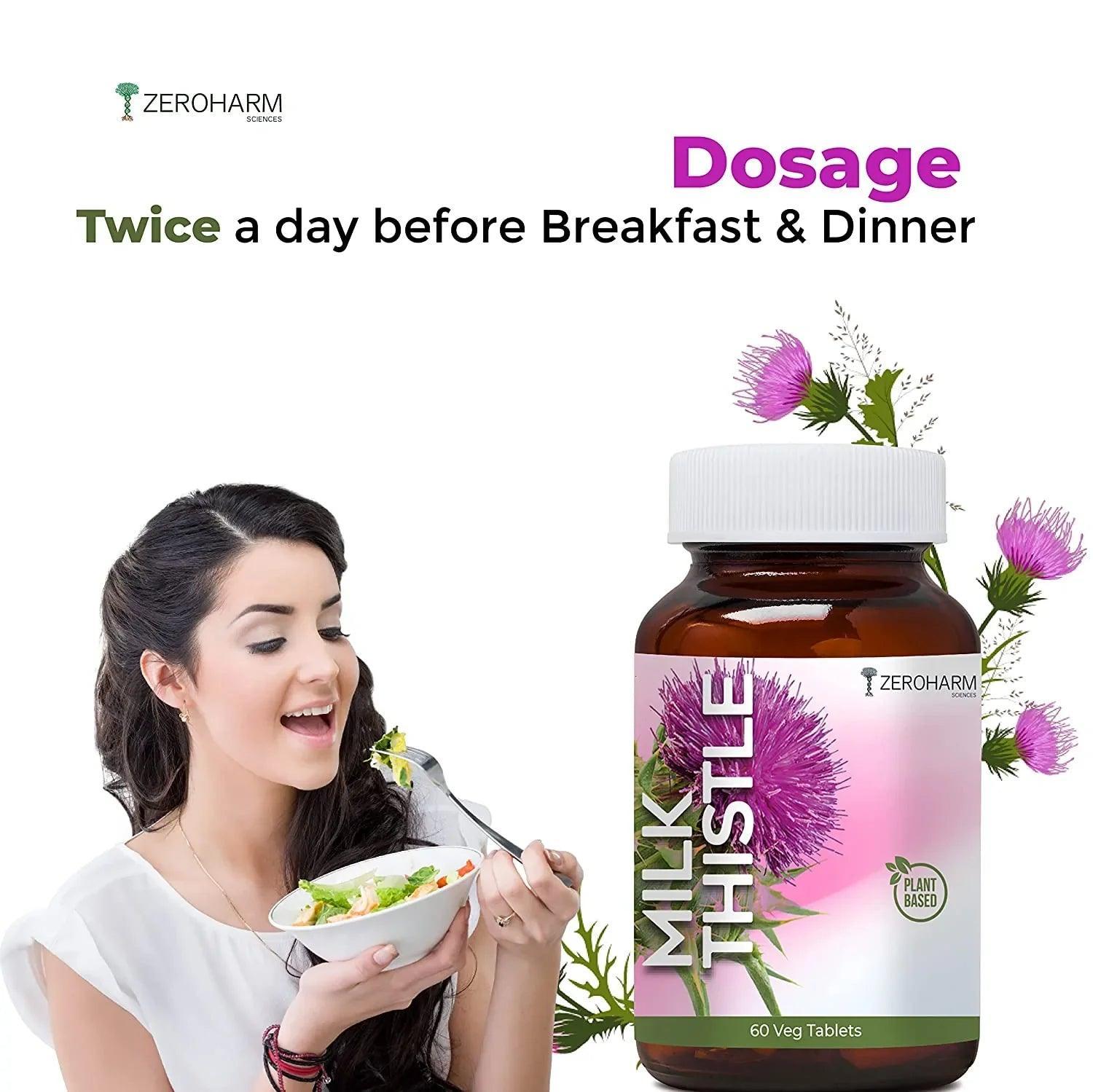 ZEROHARM Nano Milk Thistle - 800 mg with 80% Silymarin Extract (30:1) - Liver Health Supplement for Men & Women - High Absorption - 60 Veg Tablets