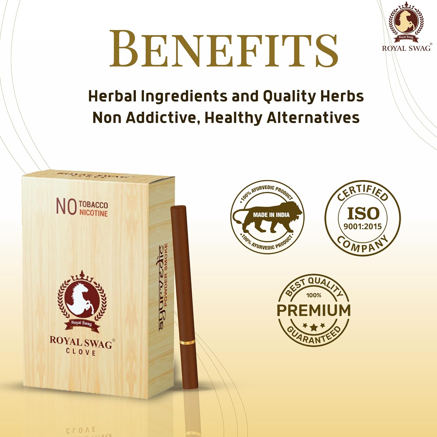 Royal Swag Herbal Cigarettes Clove Flavour - Tobacco & Nicotine Free (50 Sticks - 5 Pack)