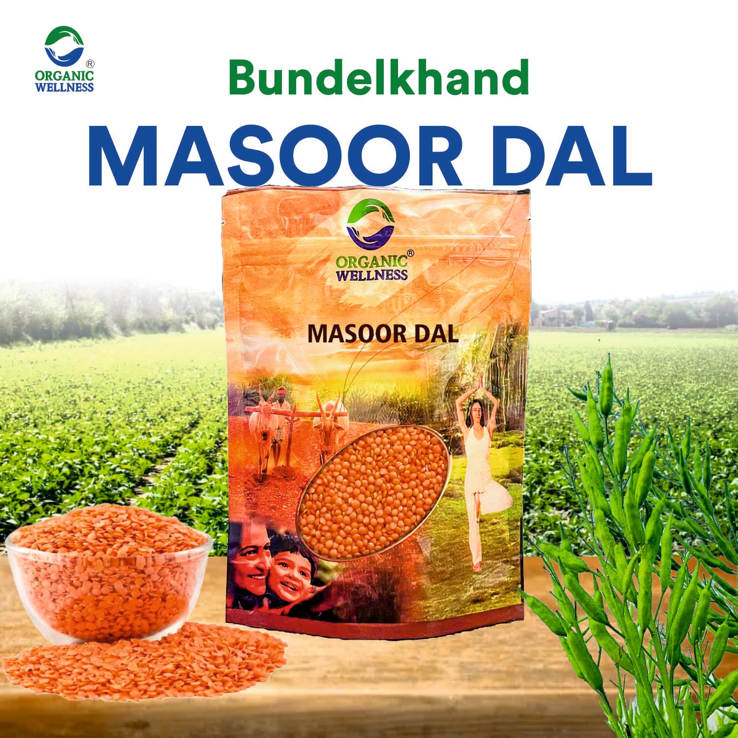 Organic Wellness Masoor Dal Split - 450 grams