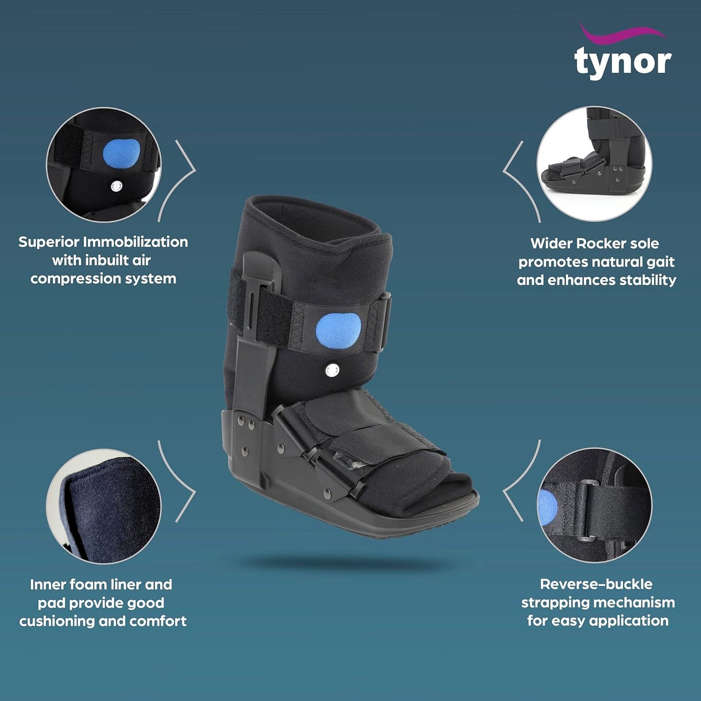Tynor D-51 Walking Boot Air Medium Black