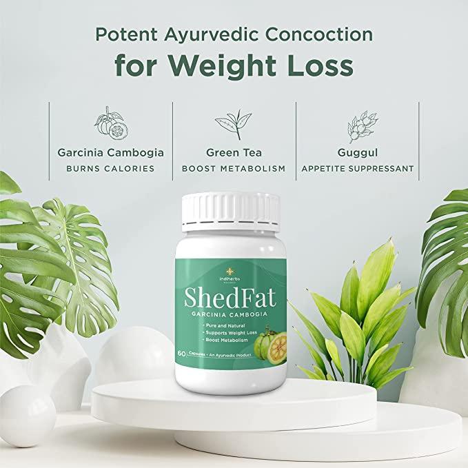 Indiherbs Wellness SHEDFAT Capsules,Pre Workout Supplement for Weight Loss,Garcia Cambogia,Green Tea & Guggul,100% Natural & Herbal Capsules