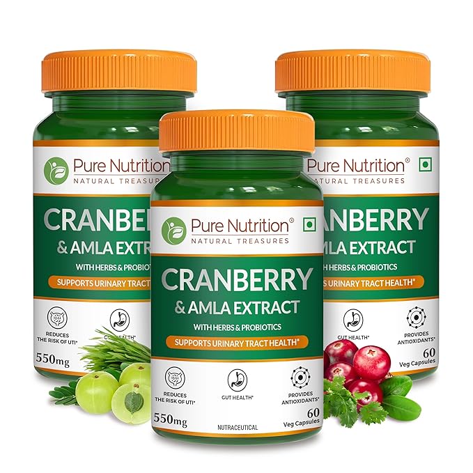 Pure Nutrition Cranberry & Amla Extract 550mg Veg Capsule