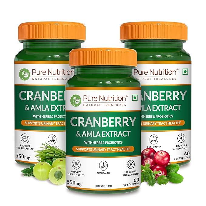Pure Nutrition Cranberry & Amla Extract 550mg Veg Capsule