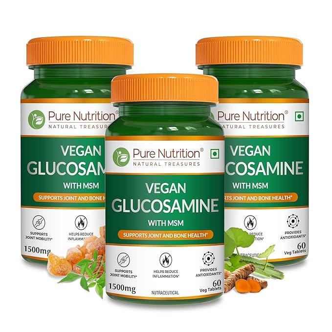 Pure Nutrition Vegan Glucosamine with MSM 1500 mg Veg Tablet for Joints & Antioxidant Support