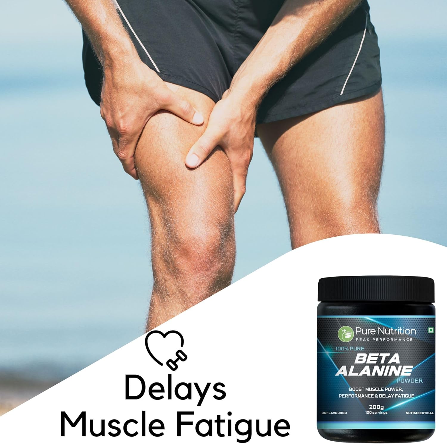 Pure Nutrition Beta Alanine Powder (200 gm), Unflavored | Pre Workout Supplement Amino Acid | Boost Muscle Power & Improve Performance