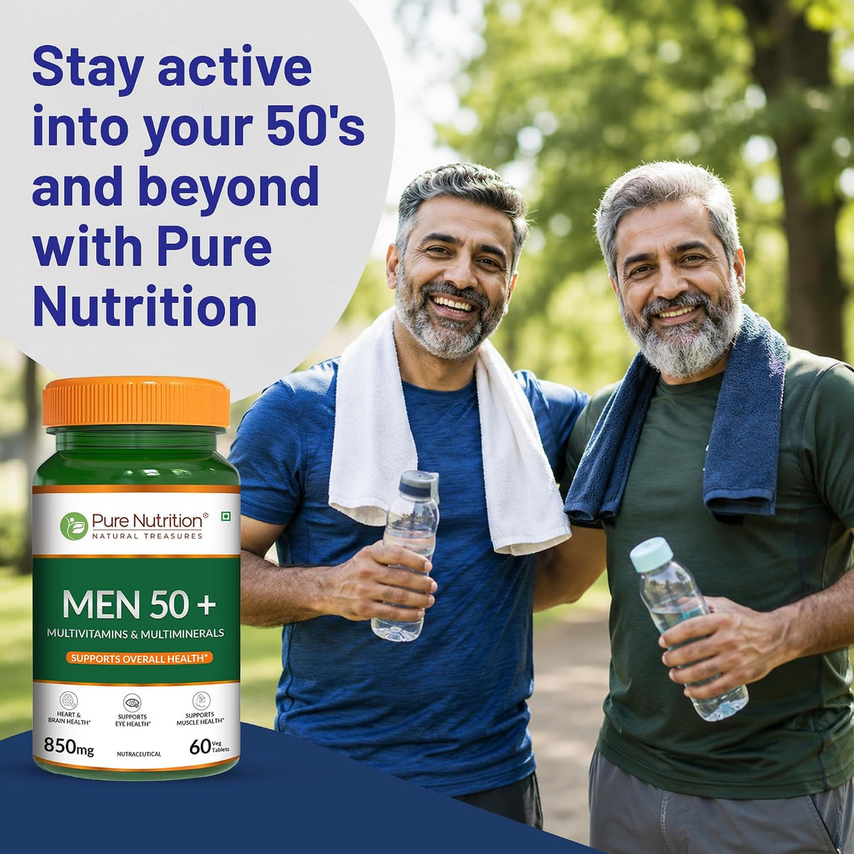 Pure Nutrition Men’s Multivitamin 50+ 60 Tablets | Daily Vitamins & Minerals for Men’s Health