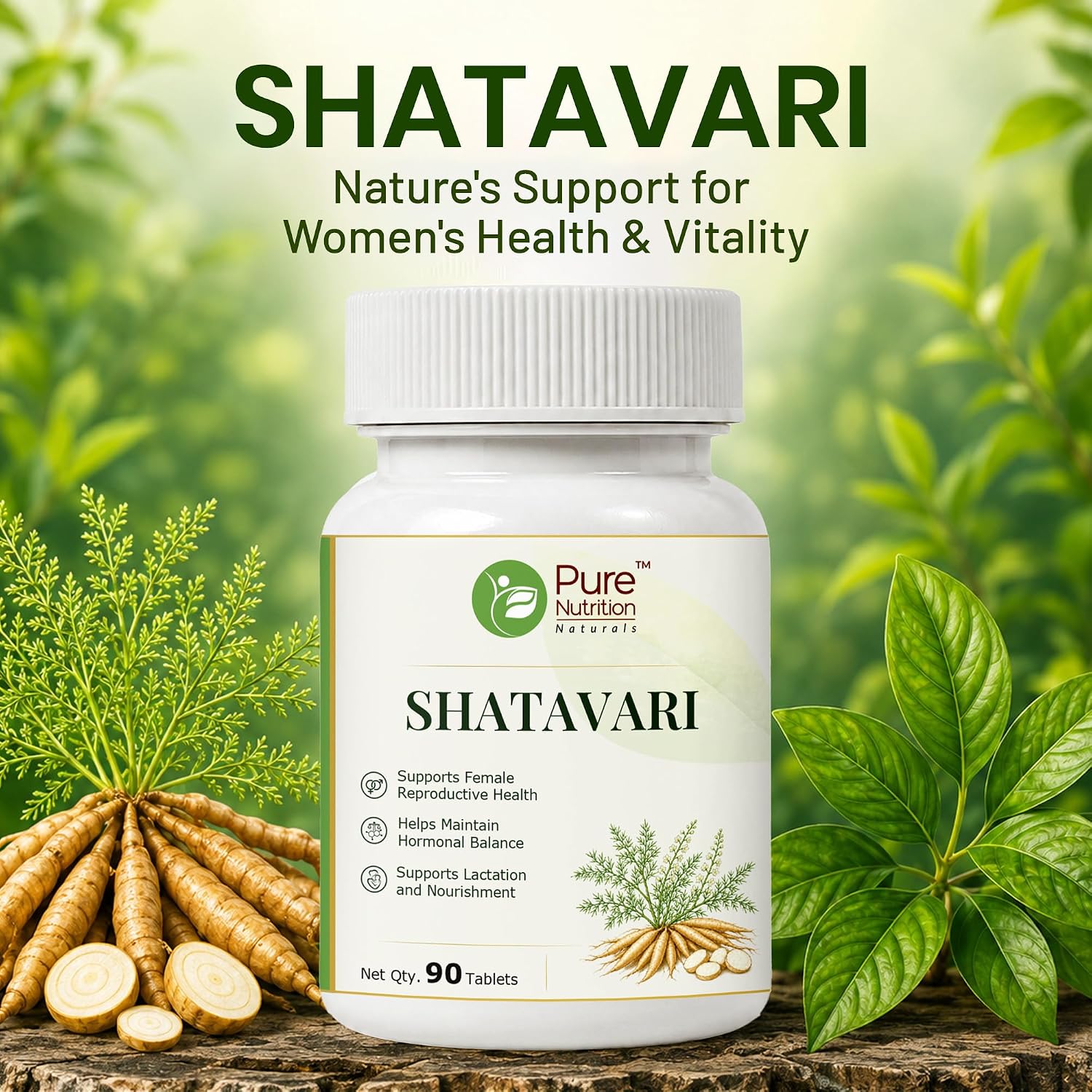 Pure Nutrition Shatavari Tablets (250mg | 90 Tablets)