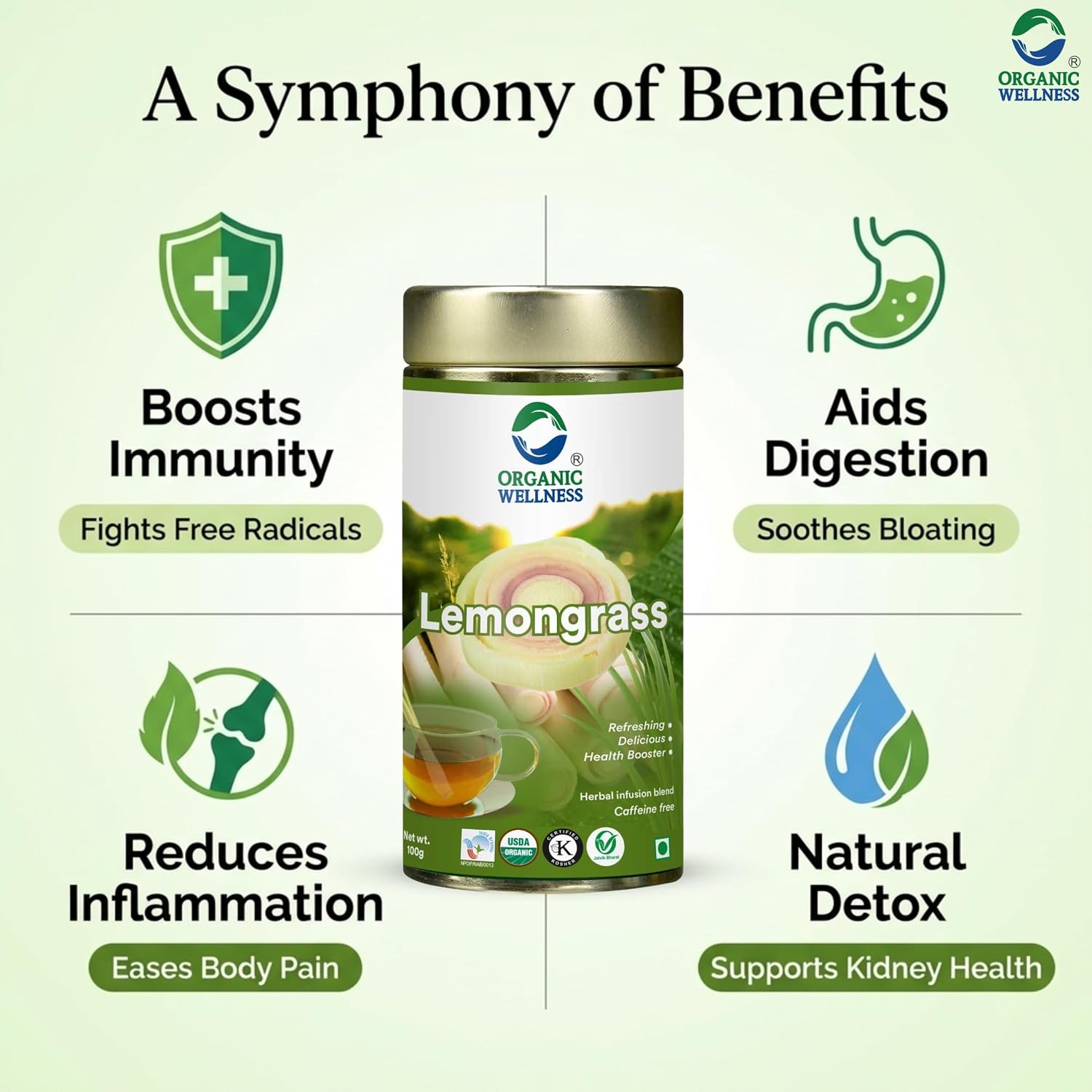 Organic Wellness Blossom Lemongrass 100 grams Tin Pack