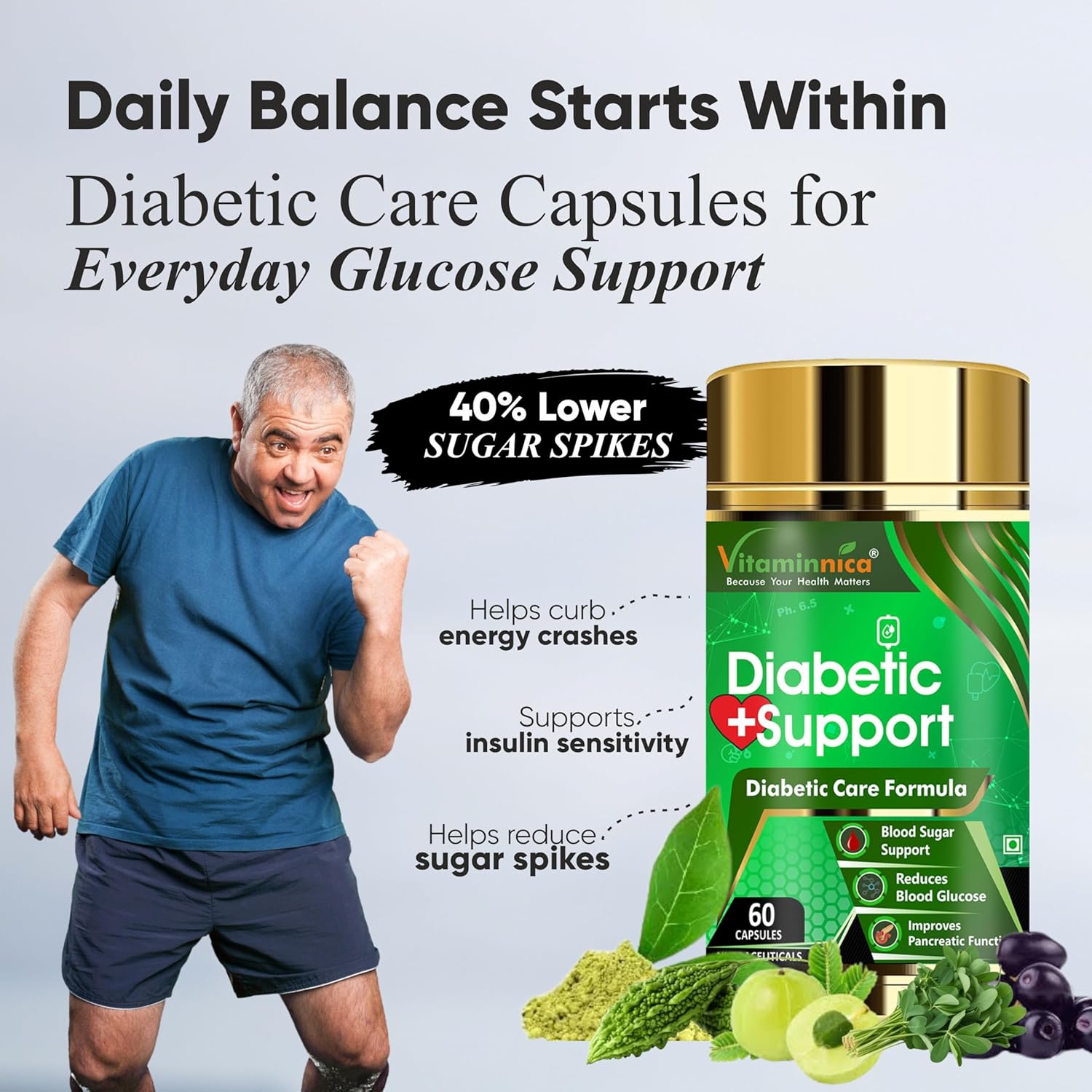 Vitaminnica Diabetic Support- Manages Blood Sugar Levels, Control Diabetes