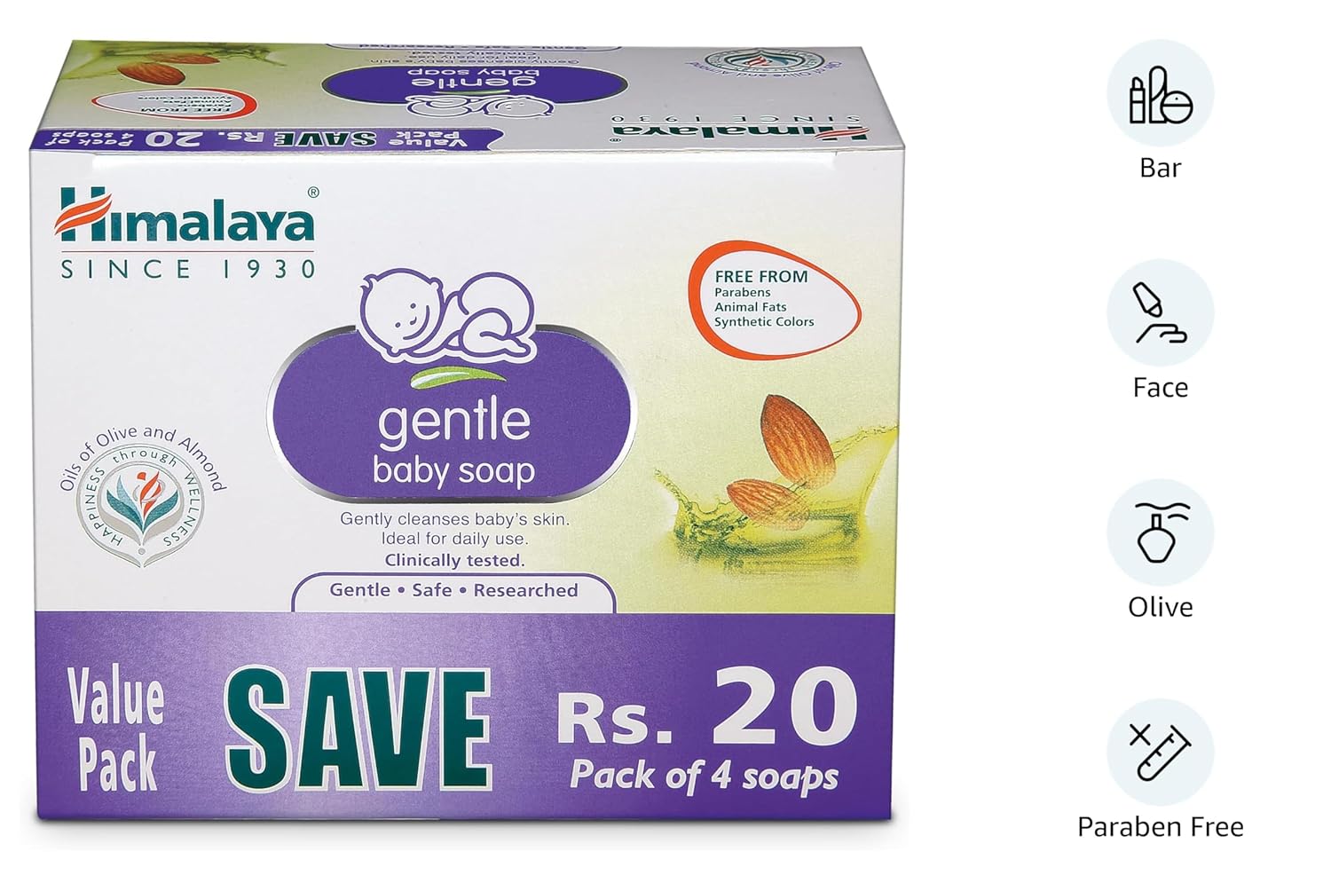 Himalaya Gentle Baby Soap 75gm Value Pack of 4