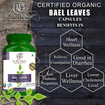 DR. JPG Organic Bael / Bel Patra Leaves Capsules (500mg, 60 Veg Capsules) | For Detoxification & Digestive Wellness | 100% Certified Organic