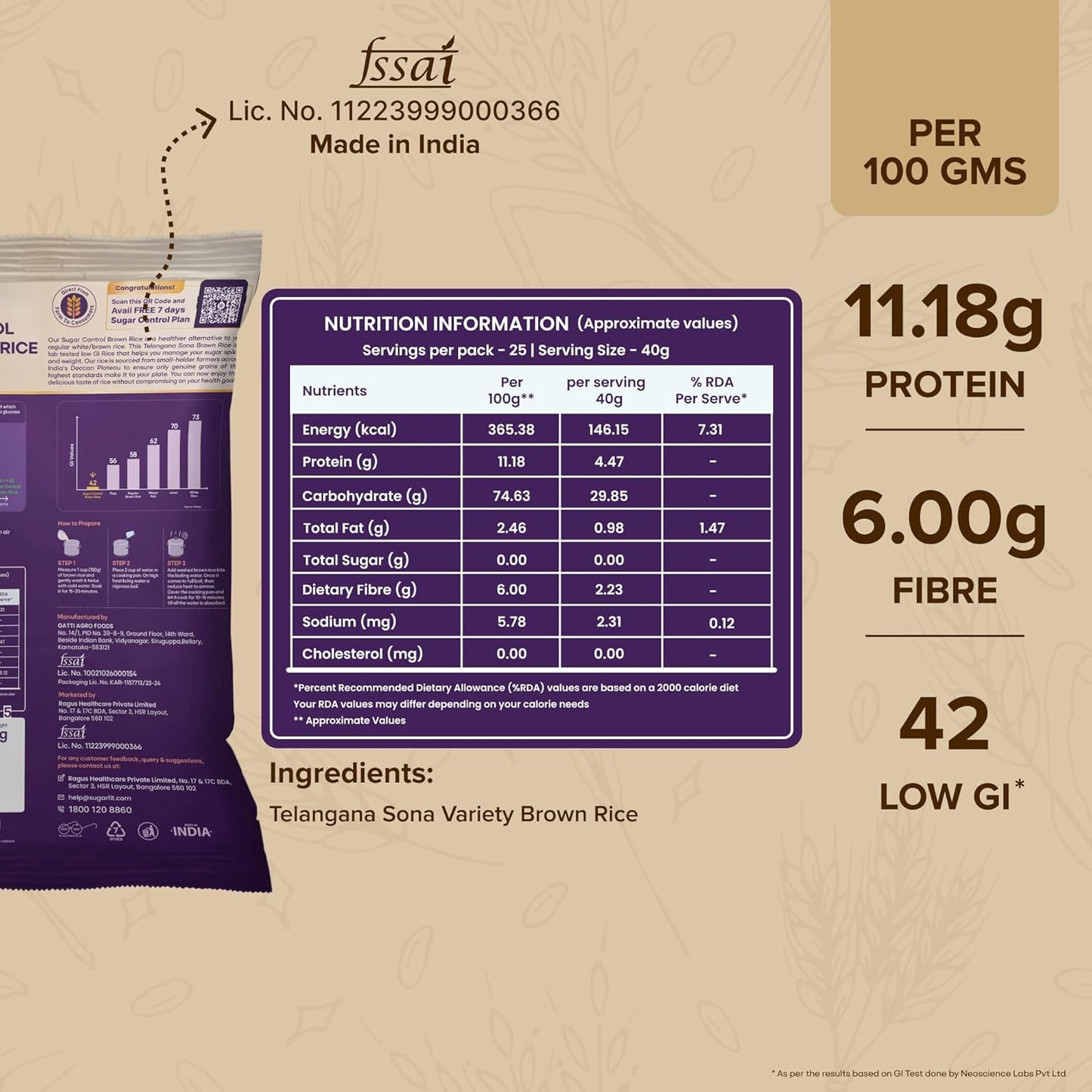 Sugar.fit Sugar Control Brown Rice - 5kg