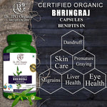 DR. JPG Organic Bhringraj Capsules (500mg, 120 Veg Capsules) | For Hair Growth, Scalp Health & Hair Fall Control | 100% Certified Organic