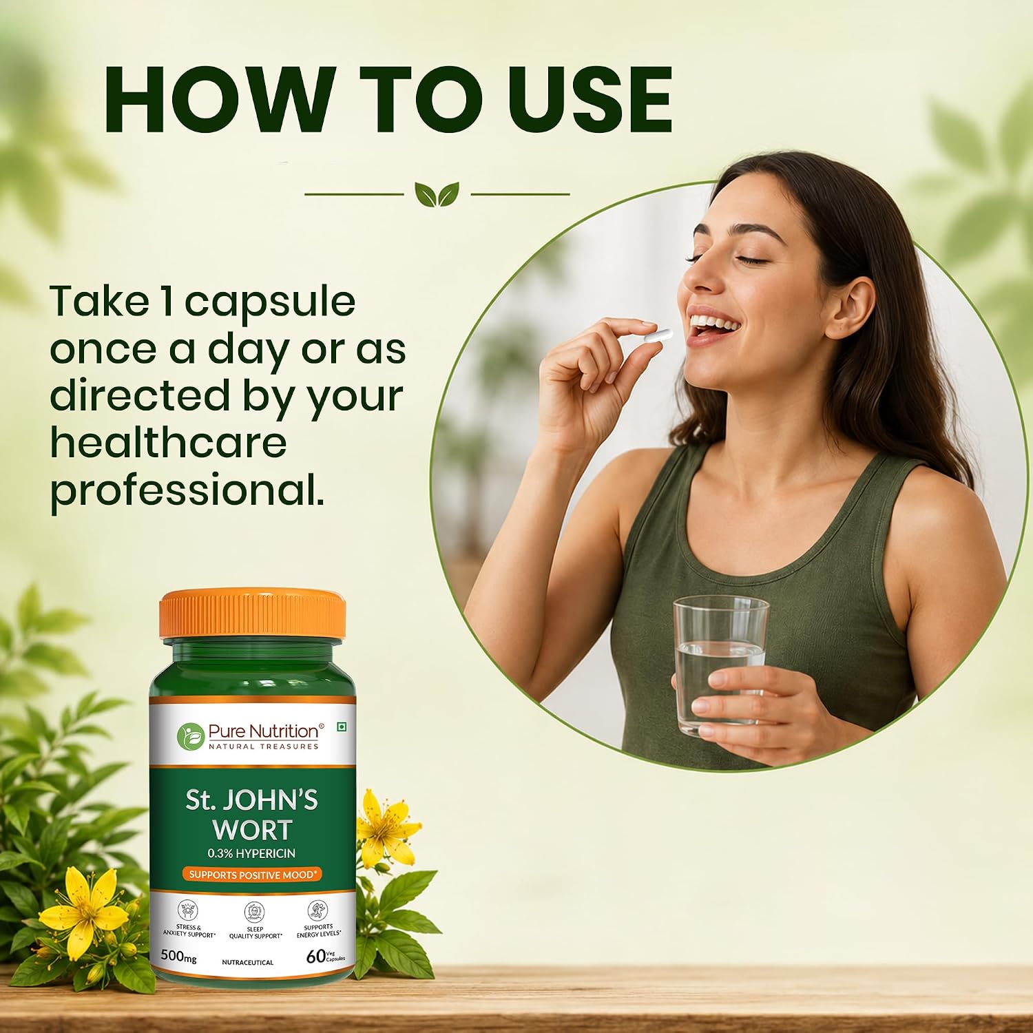 Pure Nutrition St. John’s Wort Extract 500mg, 60 Capsules | Herbal Mood & Wellness Support
