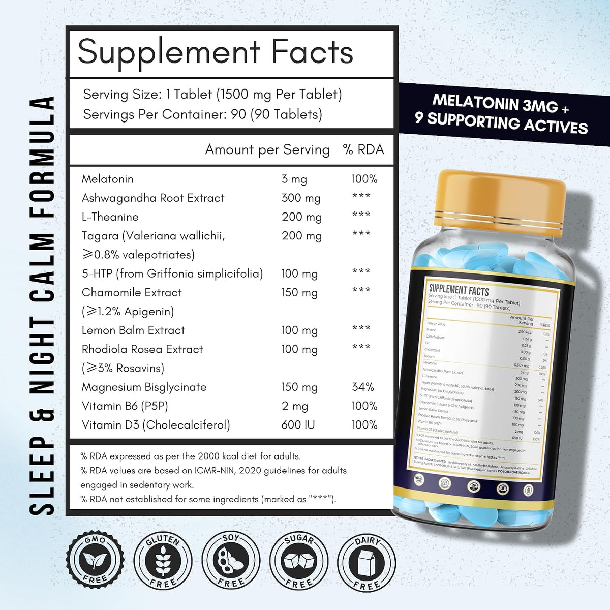 Anupurak Sleep + Stress Relief Melatonin 3mg Tablet (90 Each)