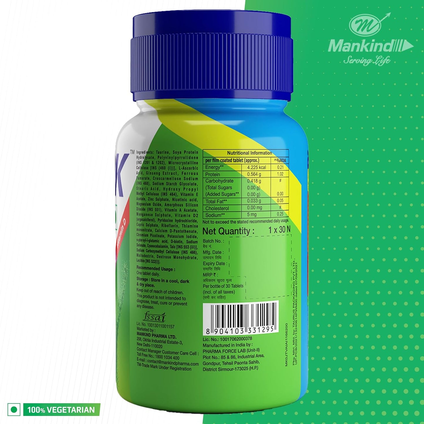 Health OK Multivitamin Tablets For Men with Vitamins, Minerals, Ginseng, Taurine & Zinc | For Nutrition, Energy & Immunity